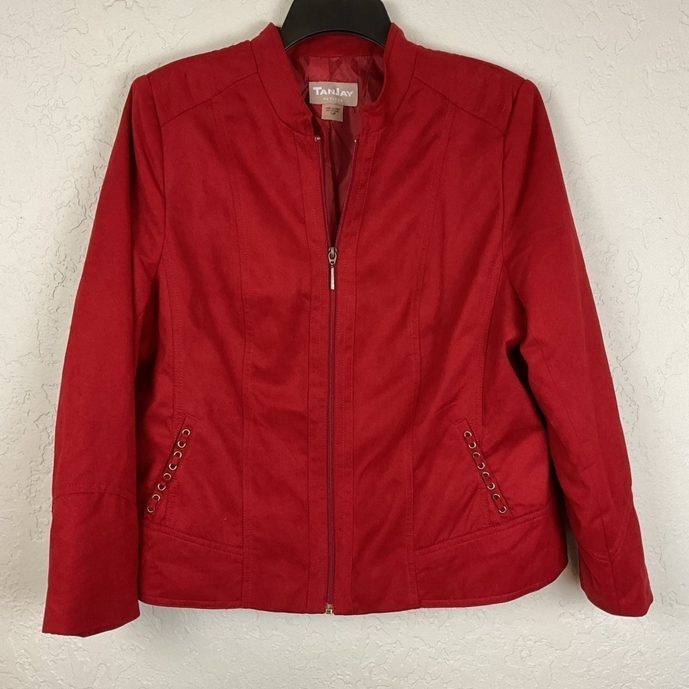 Women’s Tanjay Red Zip Up Faux Suede Jacket Size 14P
